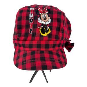 Minnie Mouse Disney Parks Girls Newsboy Cap Black Red Plaid Bow